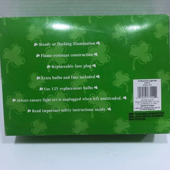 VTG St Patrick's Day Irish Shamrock String Light 10 Lights 11 Ft Works Party Bar - Picture 6 of 7